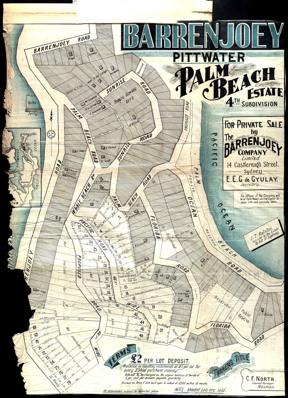 Palm Beach Estate, Pittwater, c 1920: Subdivision plan