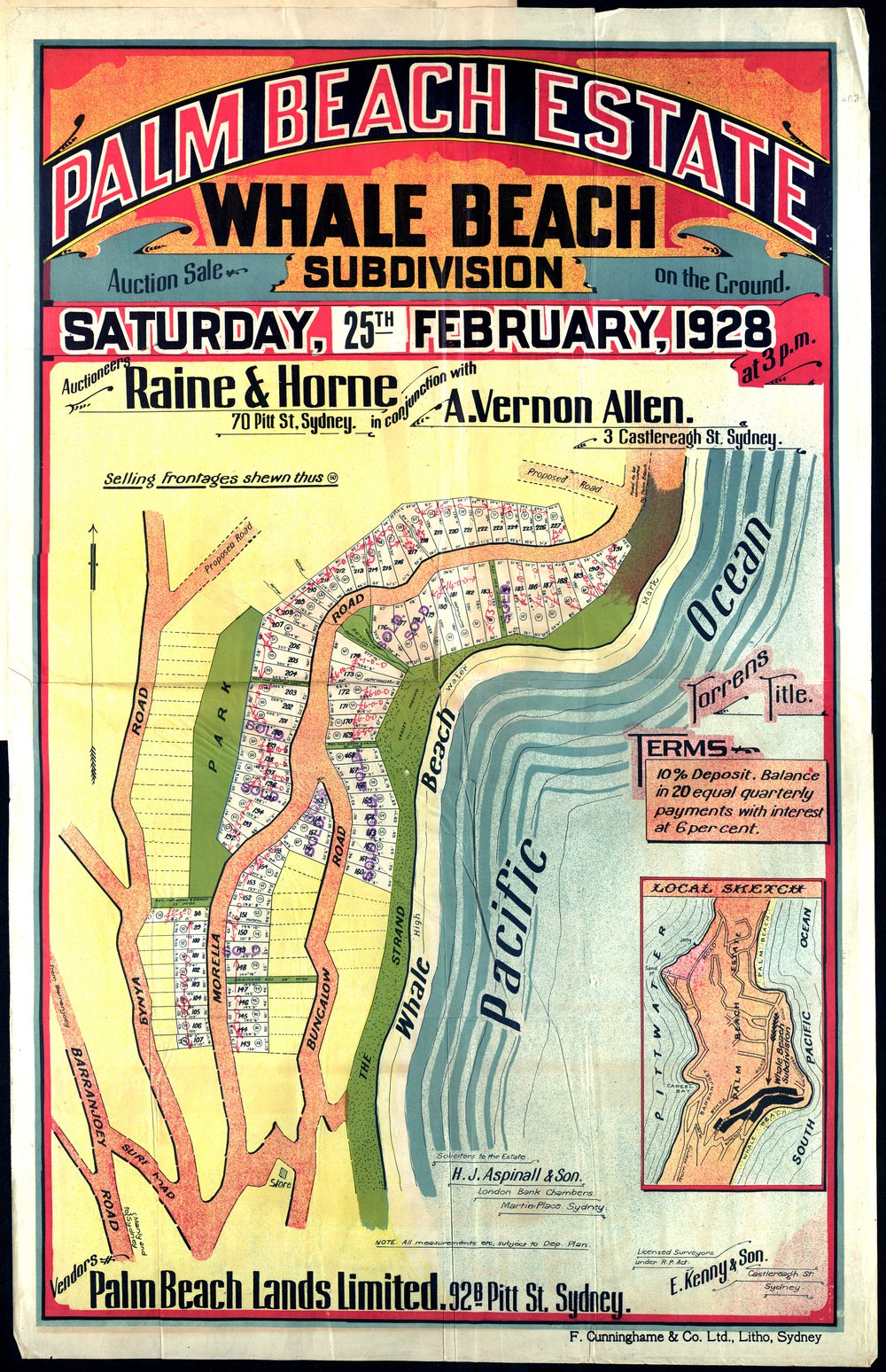 Palm Beach Estate, Whale Beach, 1928 : sales plan