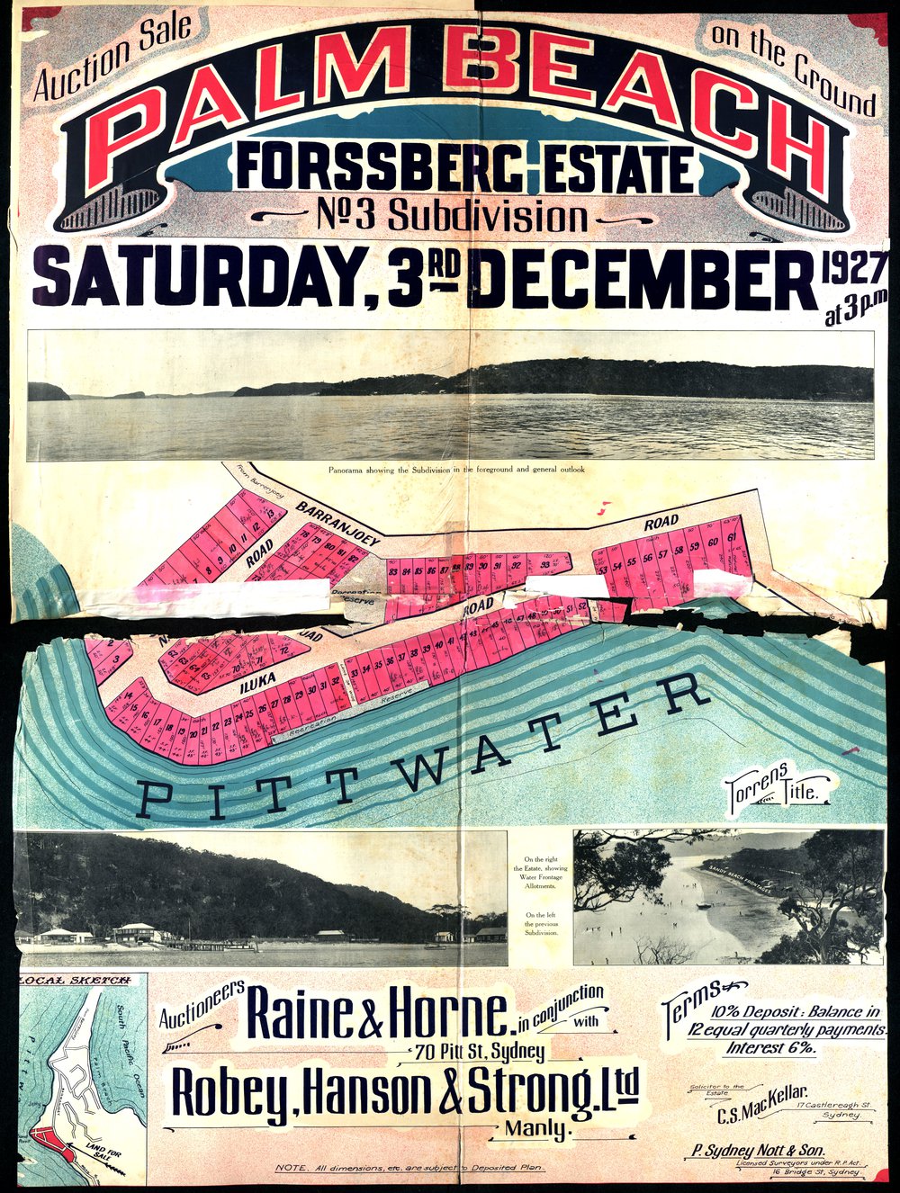 Forssberg Estate, Palm Beach : Subdivision plan