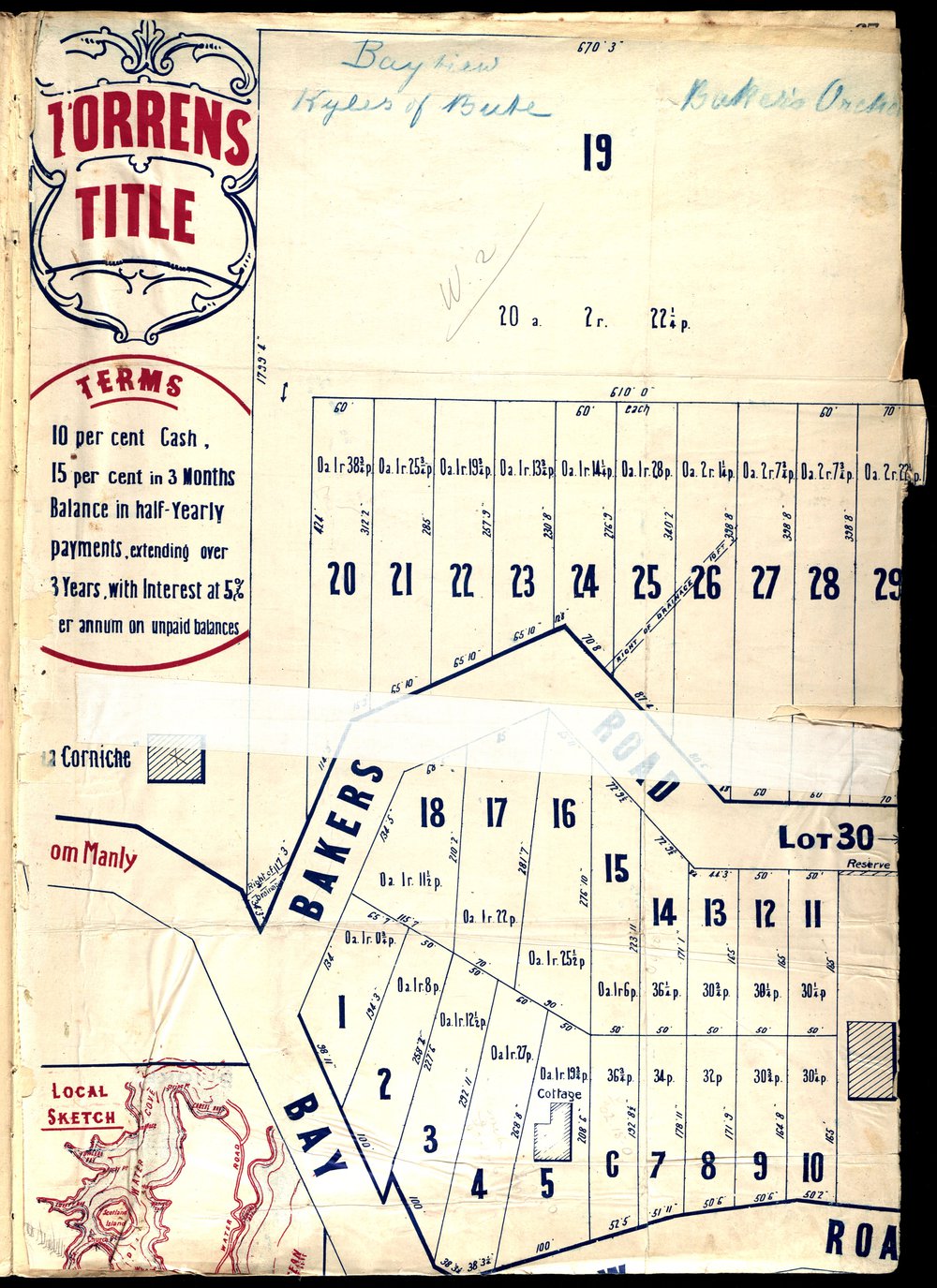 Kyles of Bute, Church Point, c1920 : Subdivision plan