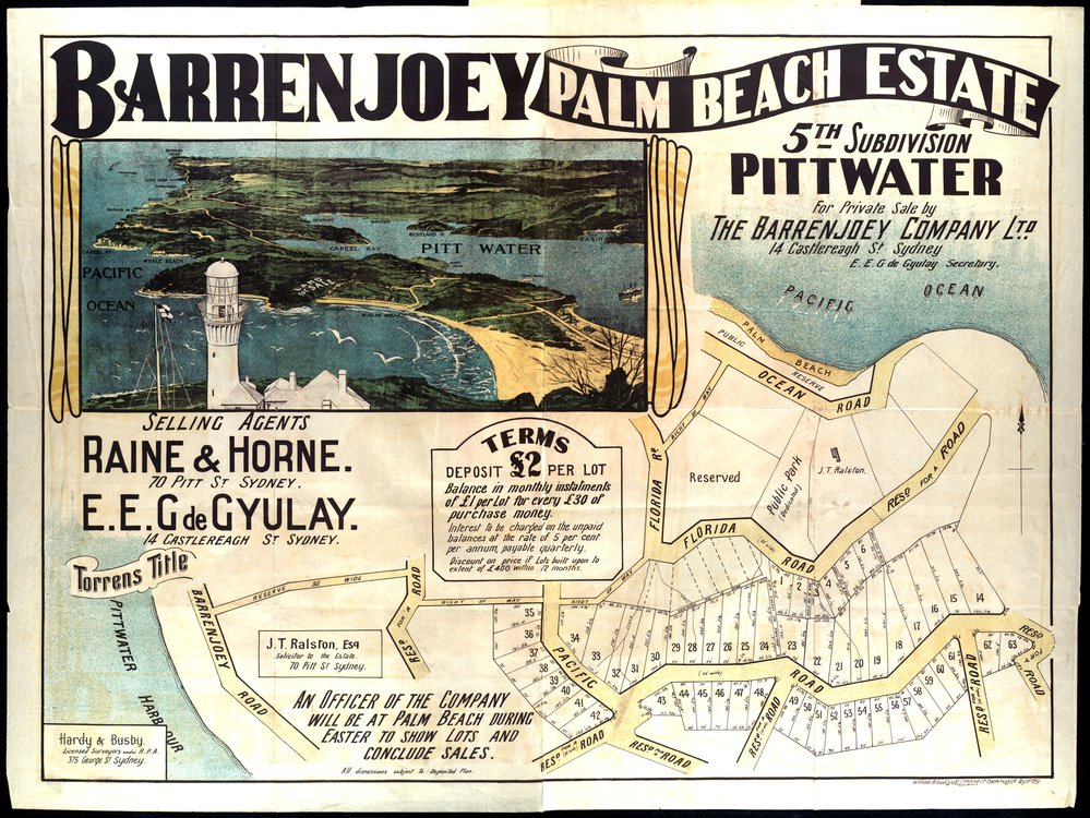 Palm Beach Estate, 5th subdivison c 1915 : Subdivision plan