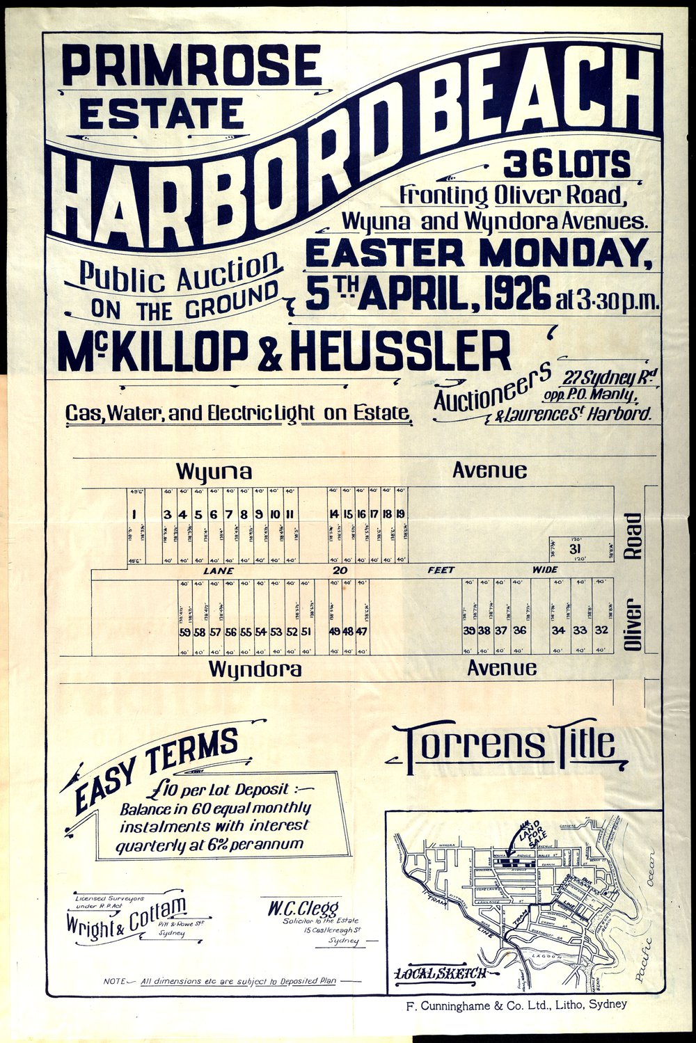 Primrose Estate, Harbord :Subdivision plan
