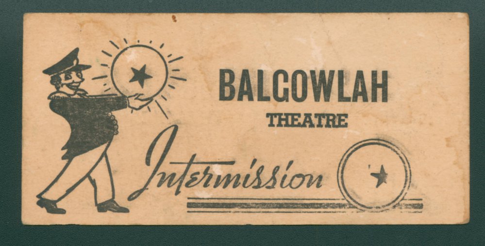 Intermission pass for the Balgowlah Picture Theatre