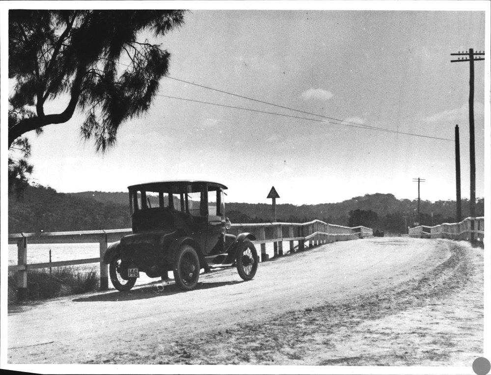 Electric Car at Narrabeen Bridge 1916