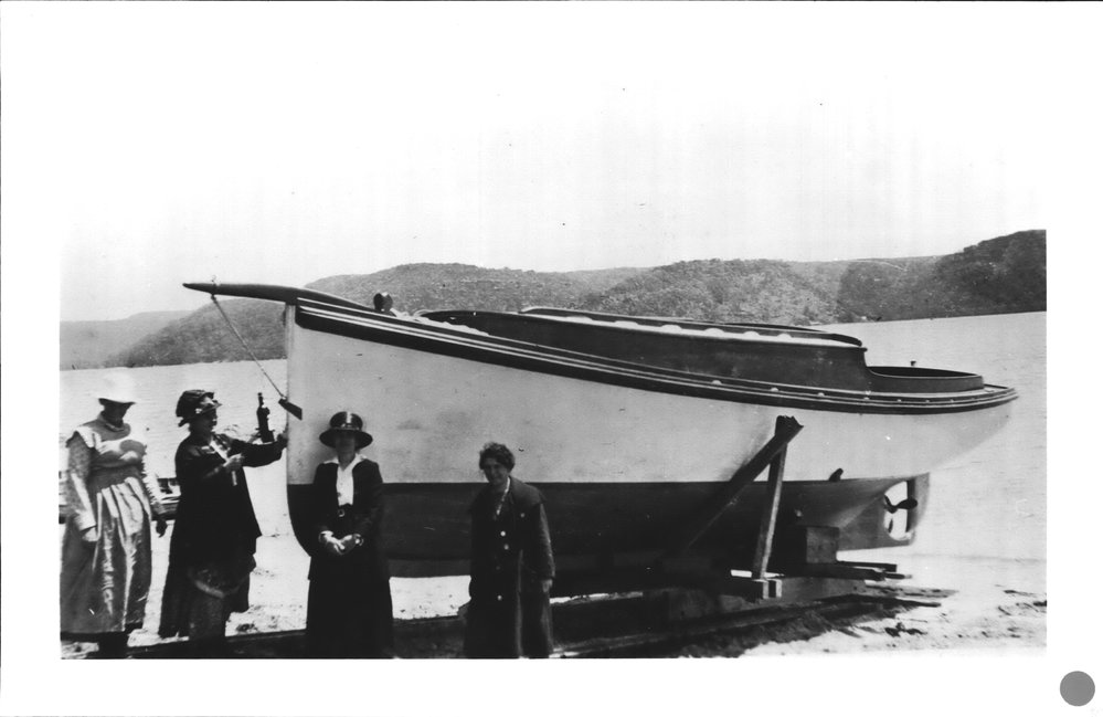 Goddard women launching a fishing Boat at Palm Beach