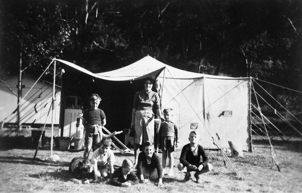 Gocher family camping at The Basin, Pittwater