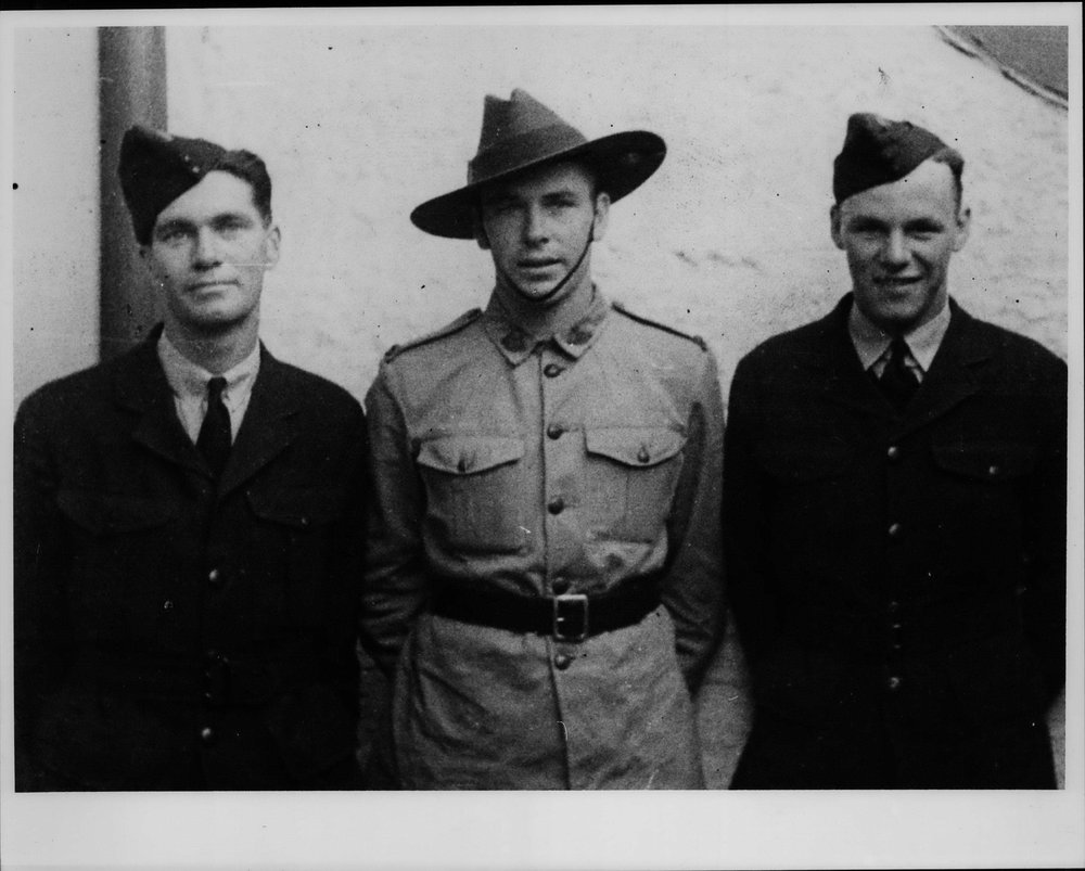 Jack Hawk, Victor Hawkins and Friend World War II Soldiers  