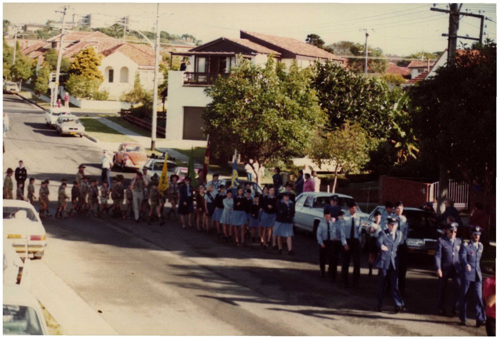 March for First  Anzac Day Service at Jacka Park, Harbord