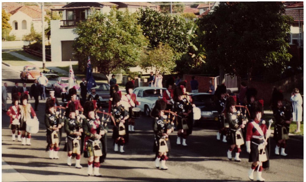 March for Anzac Day Service at Jacka Park, Harbord with pipe band