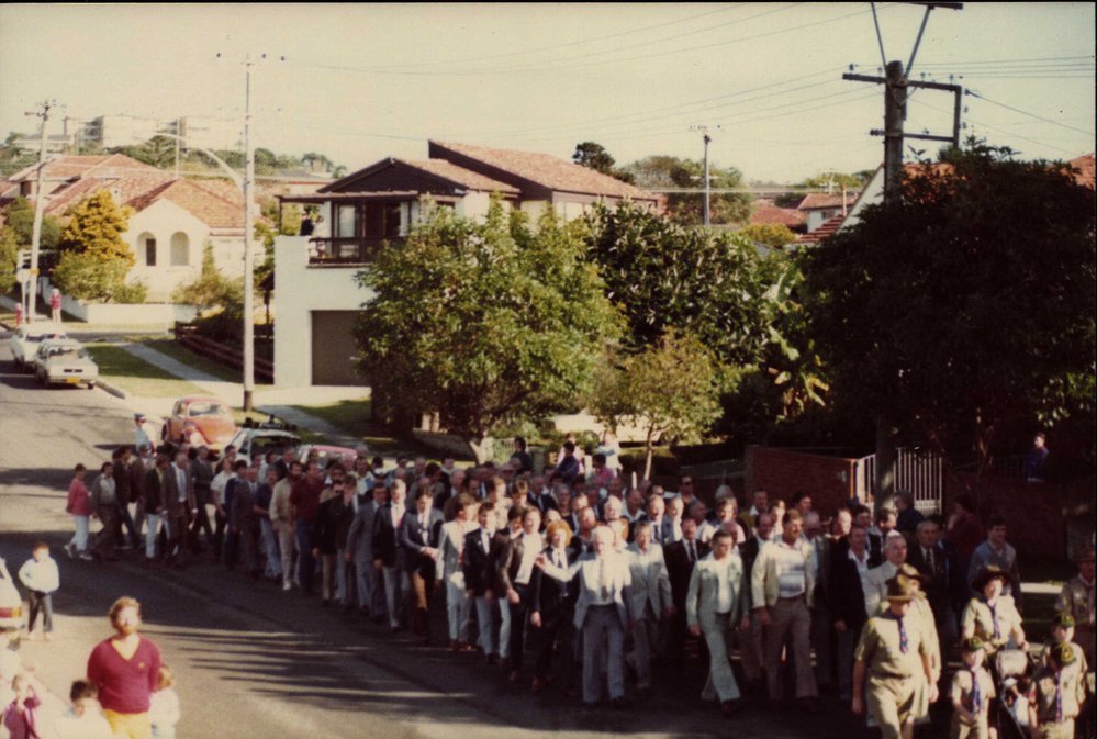 Marching for Anzac Service at Jacka Park, Harbord