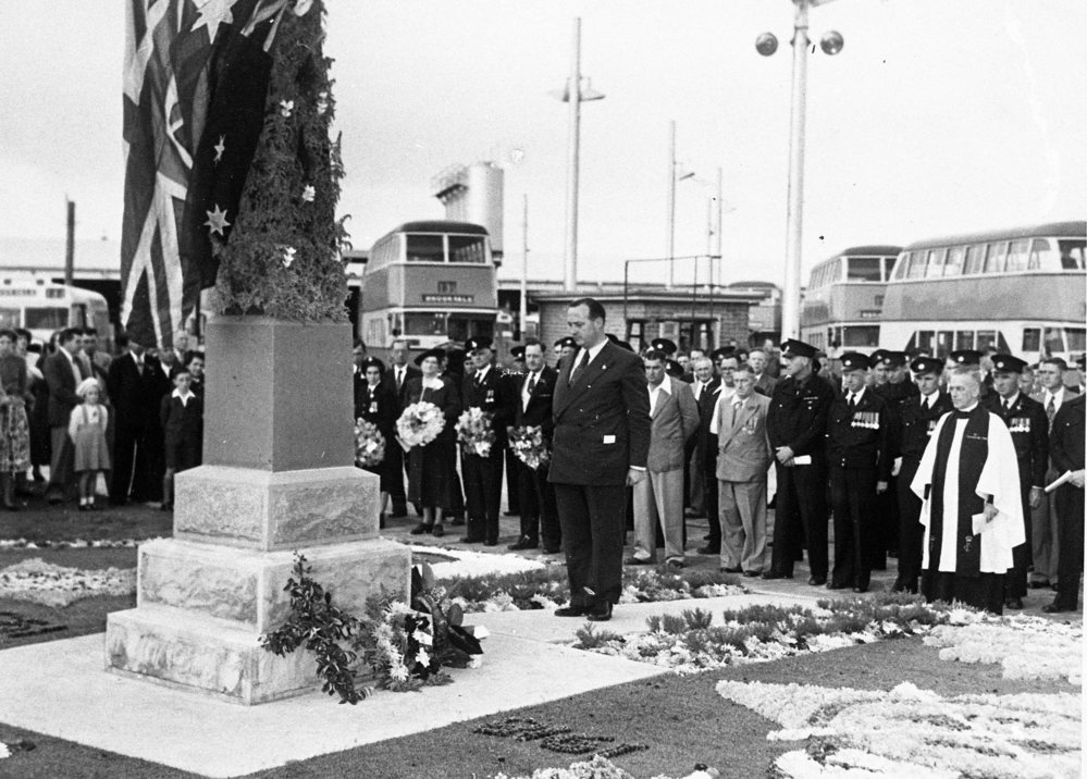 John Fisher pictured at  Brookvale Anzac Day ceremony, Brookvale Bus Depot