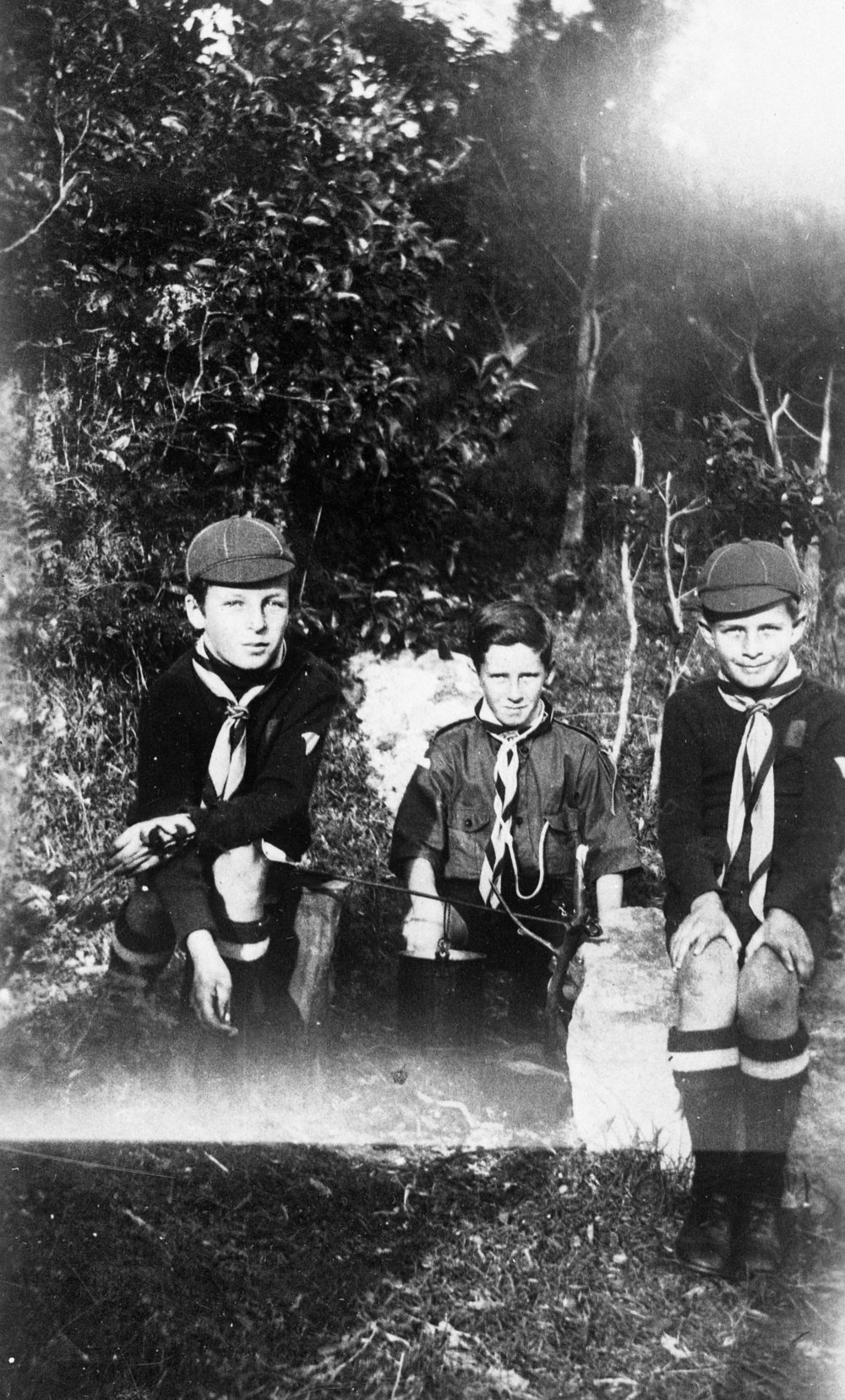 Fred and Steve Raffo with Ron Taylor at scout camp