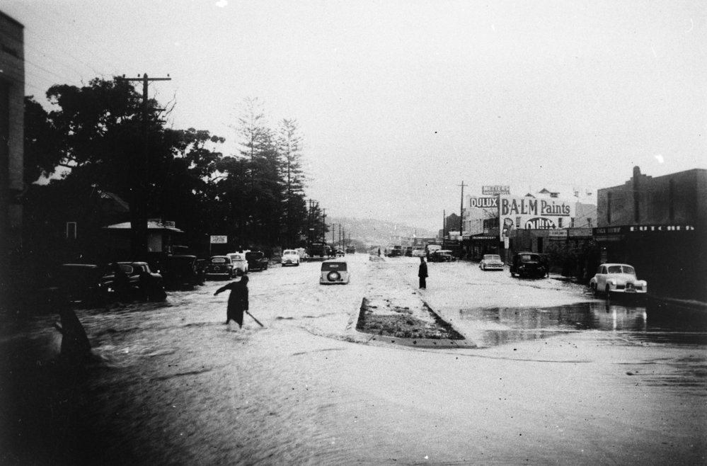 Pittwater Road Dee Why in flood looking north