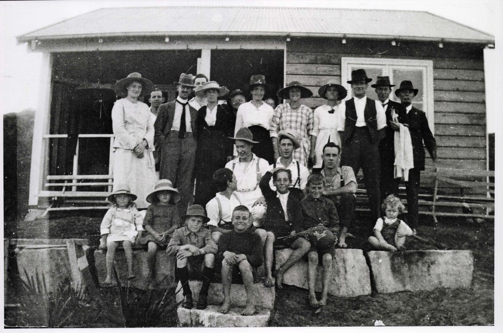 South Curl Curl Surf Life Saving Club building with crowd gathered in front