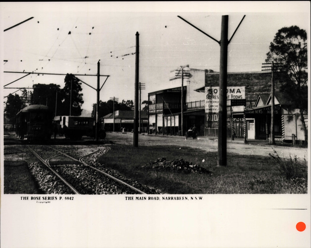 Pittwater Road, Narrabeen showing tram