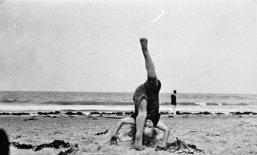 Joyce Hayman playing on Dee Why Beach