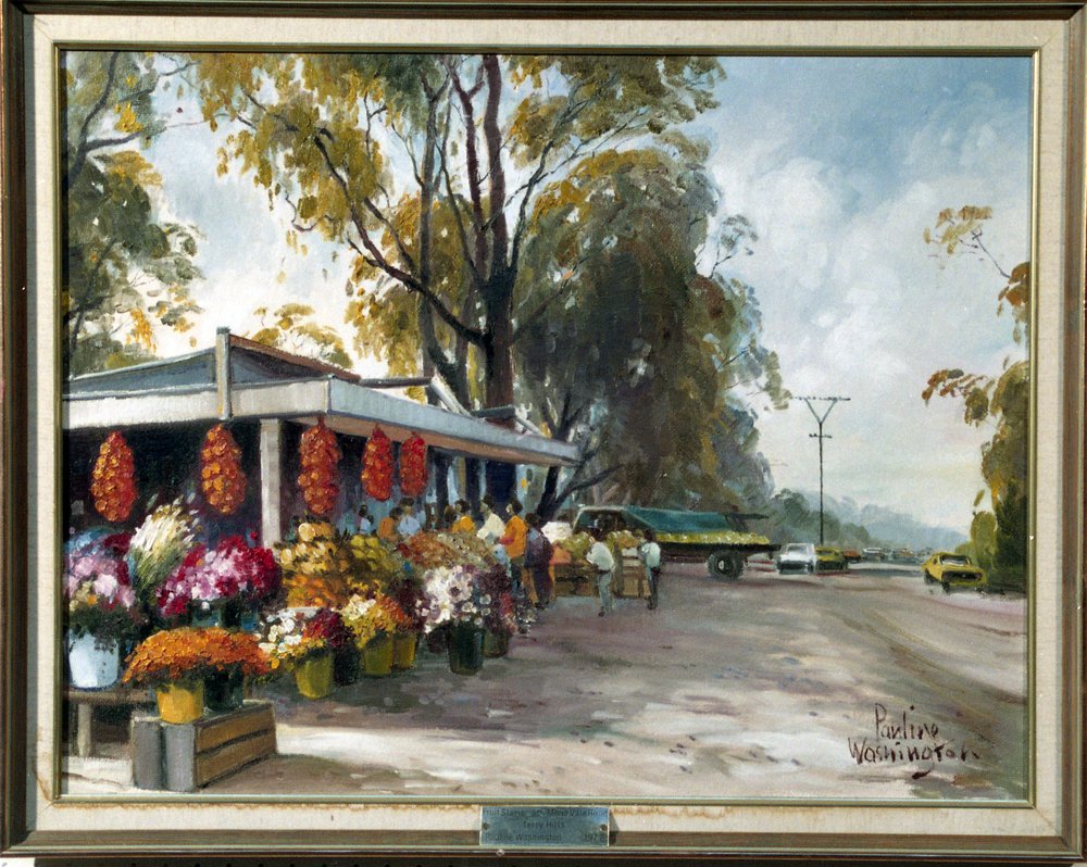 Stalls at Mona Vale Road, Terrey Hills, Warringah Art Prize 1976