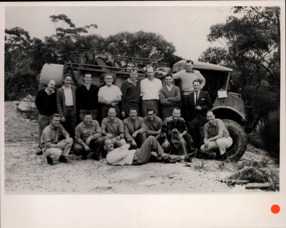 Members of the Beacon Hill Bush Fire Brigade with fire tanker