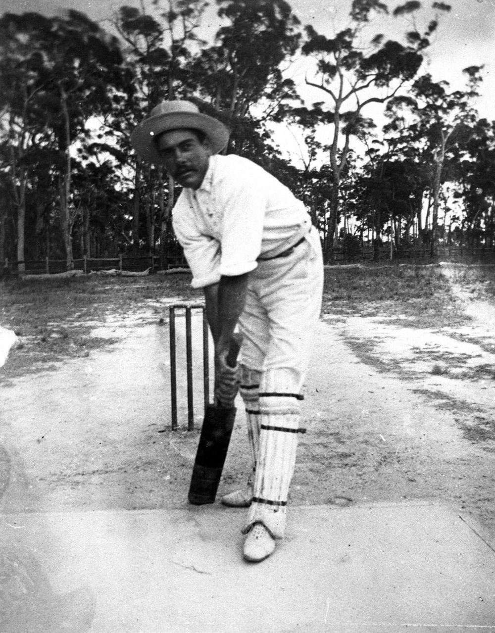 Arthur Hews playing cricket, Frenchs Forest