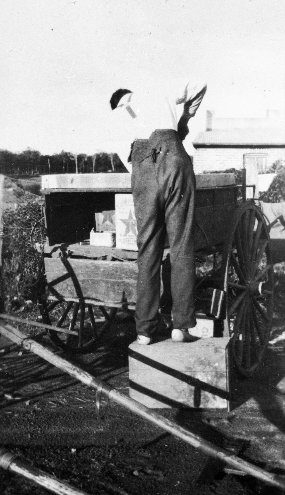 Working on a cart, Turvey farm, Belrose