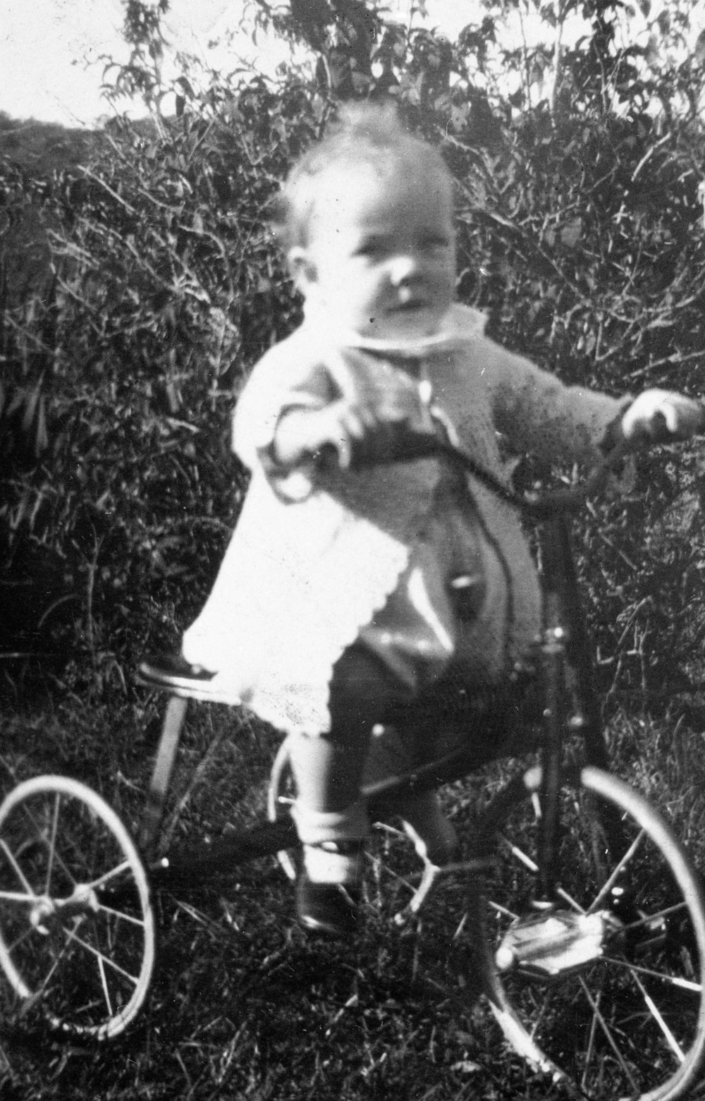 June Penze riding a tricycle, Belrose