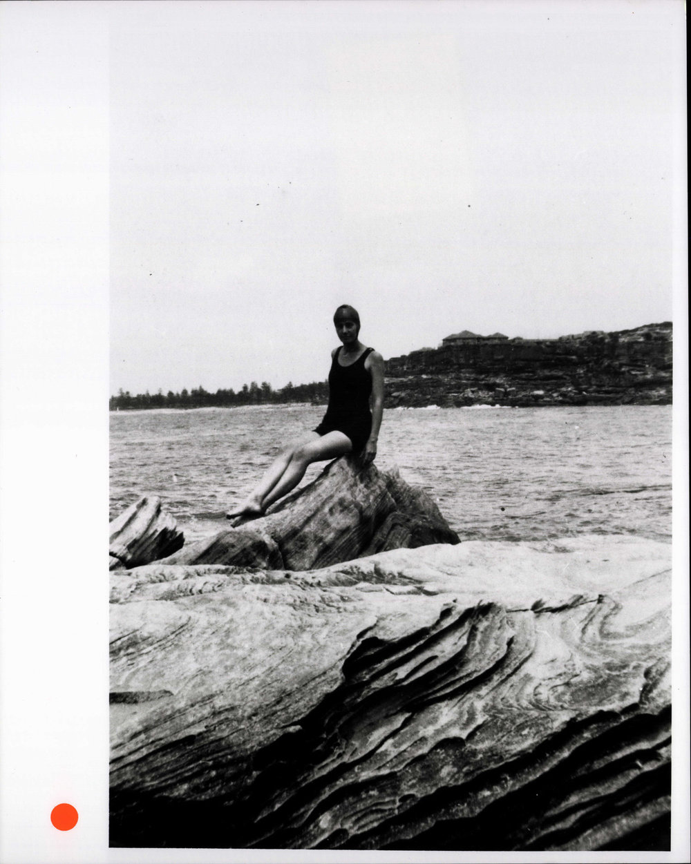 Tilly Ruth Randell on the rocks of Freshwater Beach