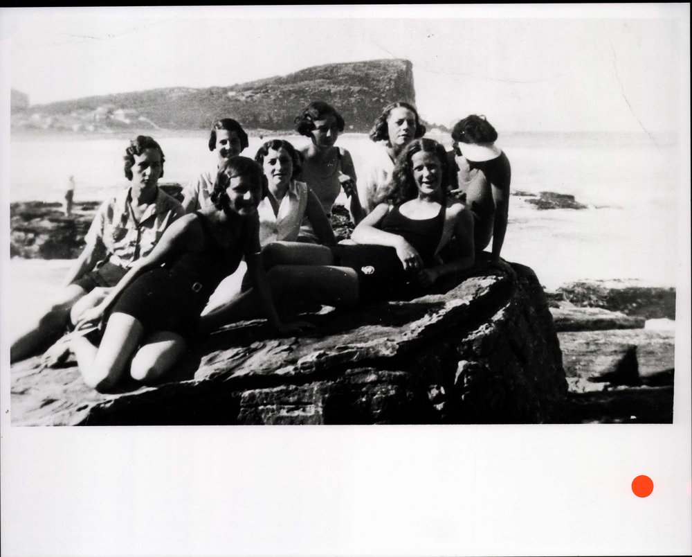 Ruth Randell and friends on Avalon Beach