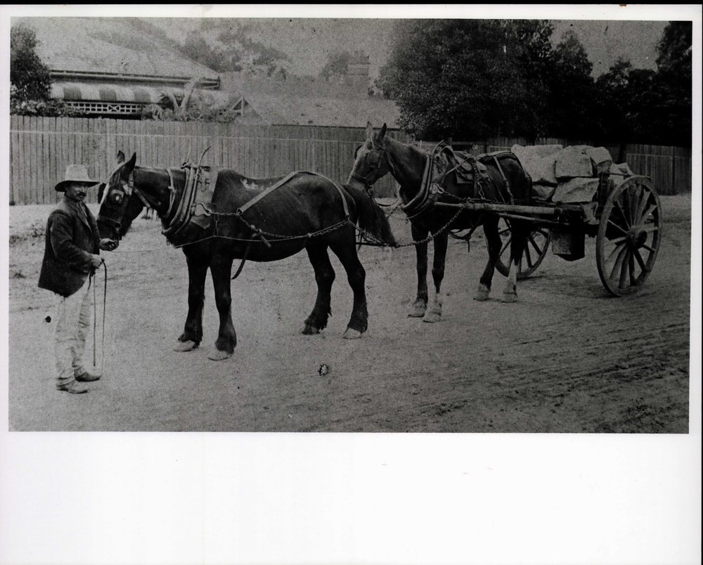 Horse and cart pulling stone from quarry