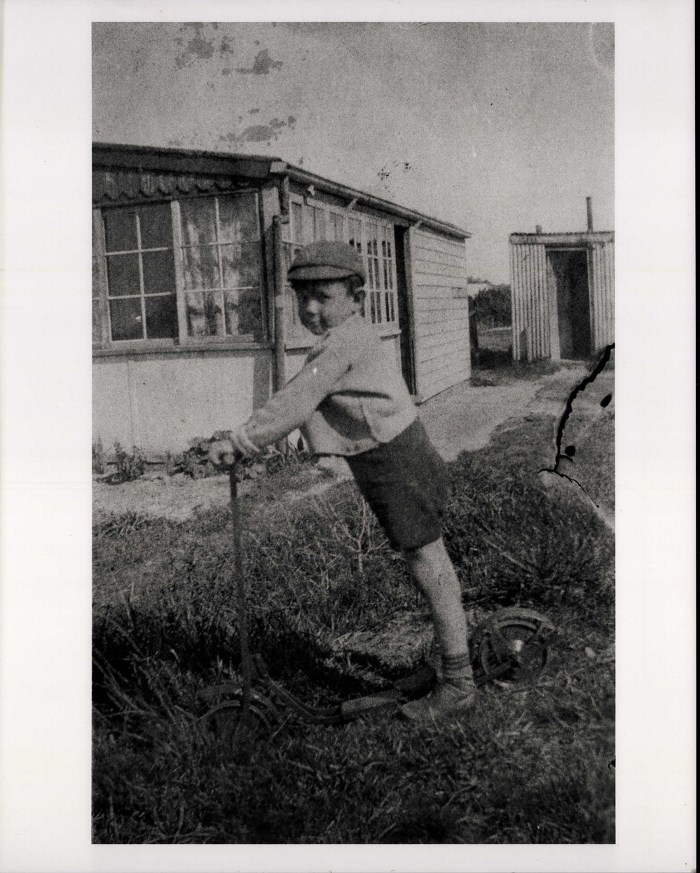 Ron Phillips with scooter, North Curl Curl