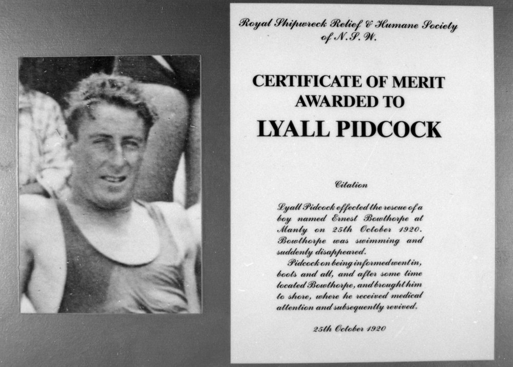 Lyall Pidcock's rescue of Ernest Bonthorpe at Manly