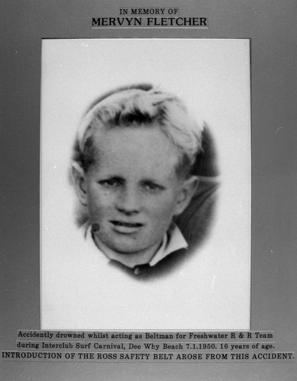 Meryn Fletcher, c 1950, drowning