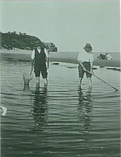 Robert and Christopher Puffett fishing, Narrabeen Lagoon