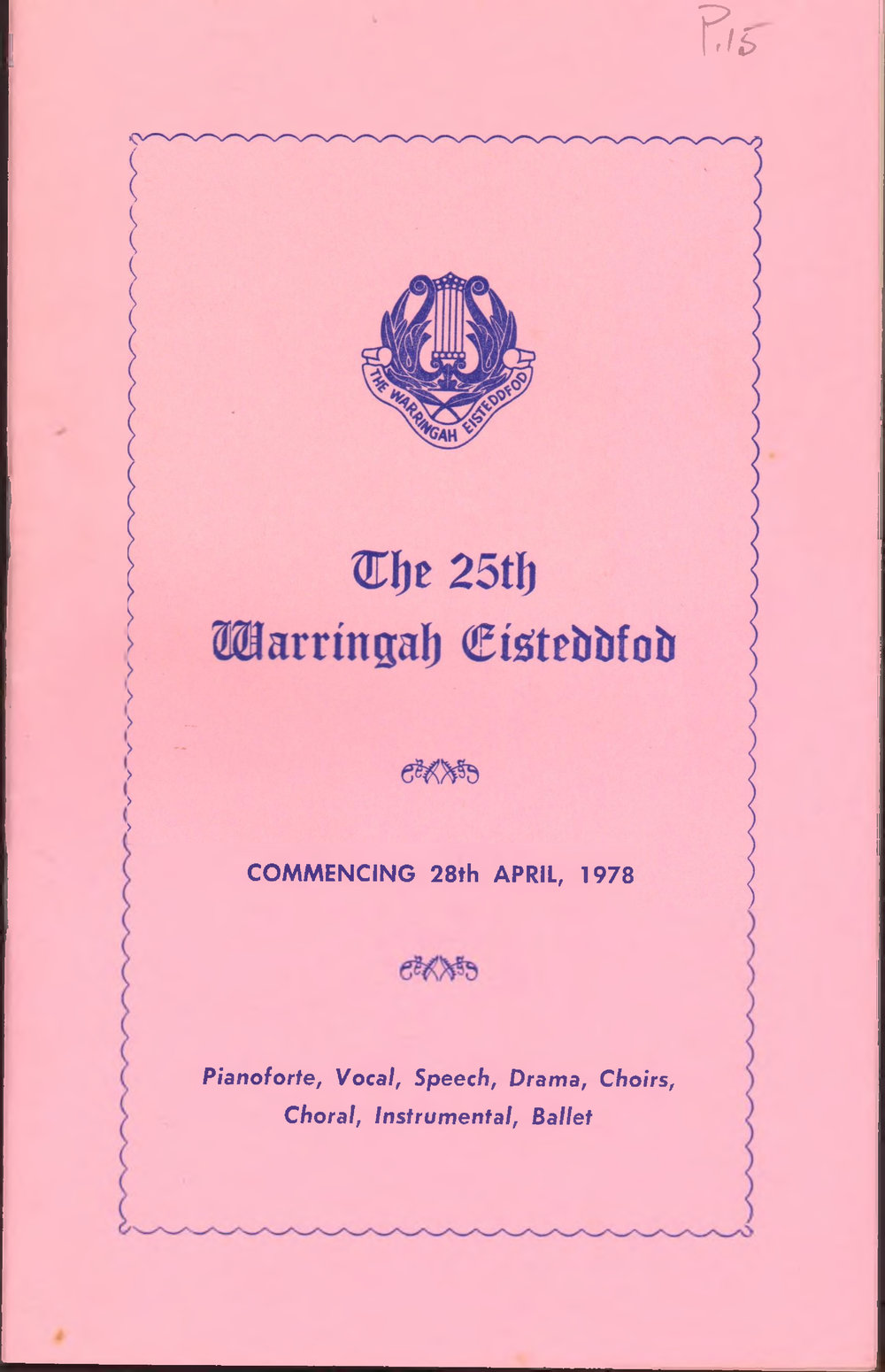 25th Warringah Eisteddfod 1978