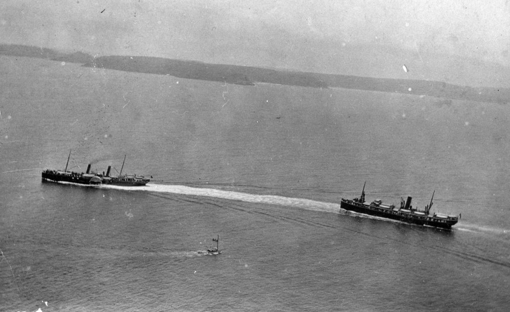 Namoi and Hunter steamers entering the Hawkesbury River