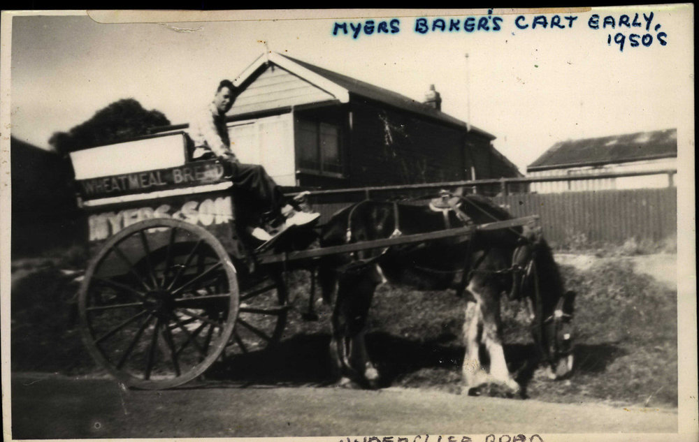 Myers and Son baker's cart, Undercliff Road, Harbord