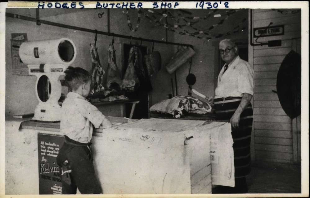 Ernest Hodge's butcher shop, Harbord