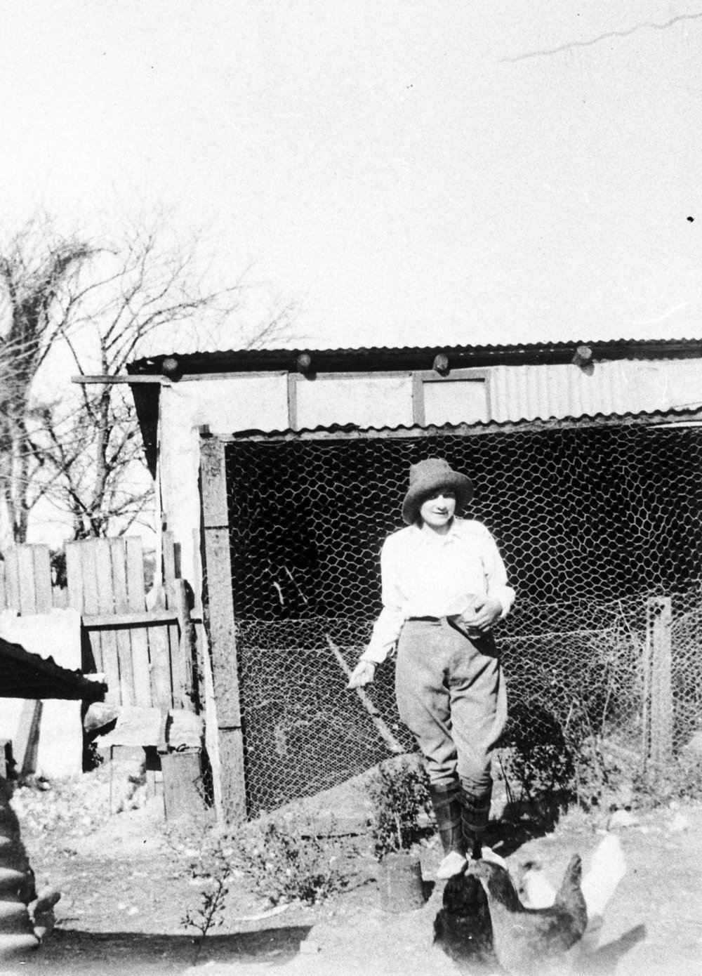 Iris Jones (later Evans) in the yard of her home, Roger Street, Brookvale