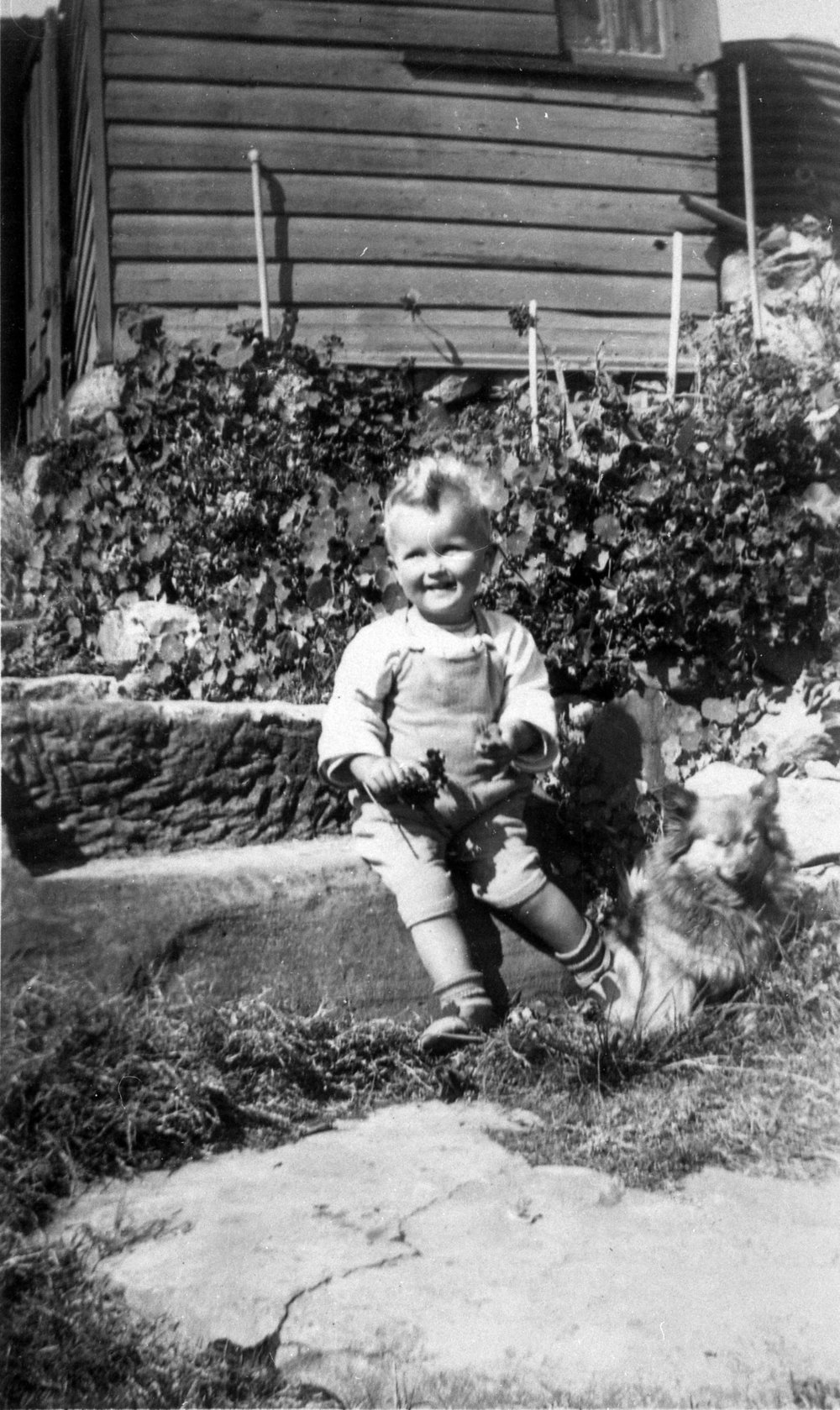 Wendy Bale in the garden of the old house, Newport