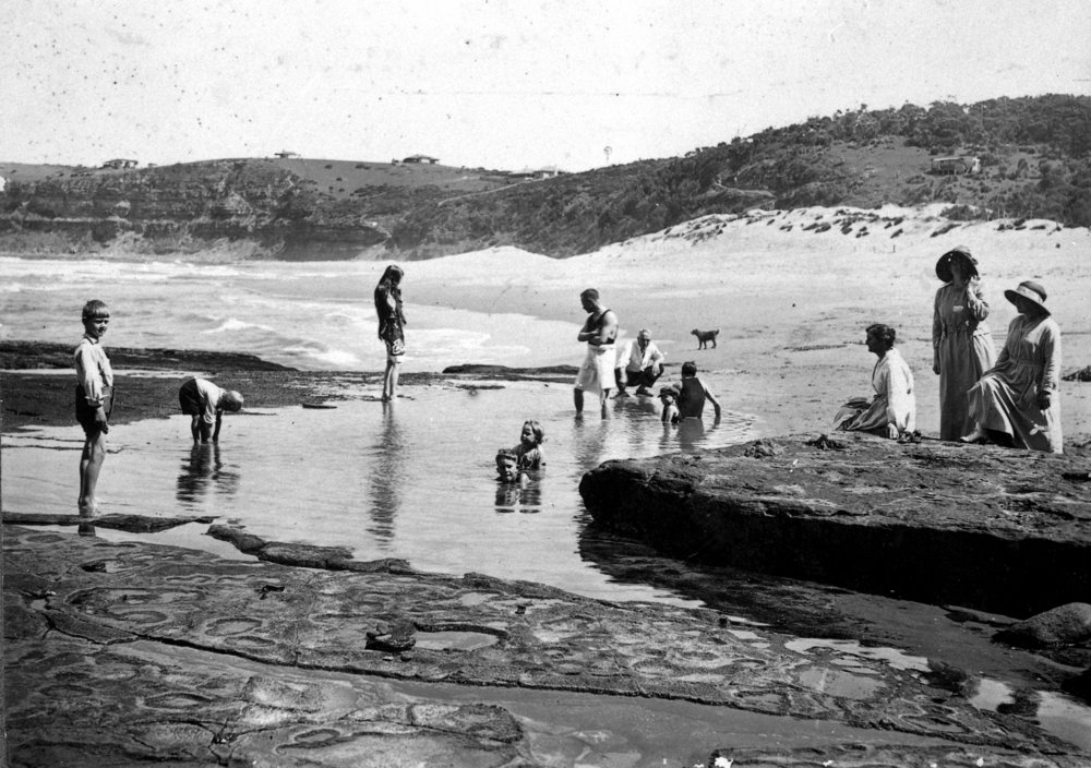 Paddling in rockpool at Bungan Beach, c1911