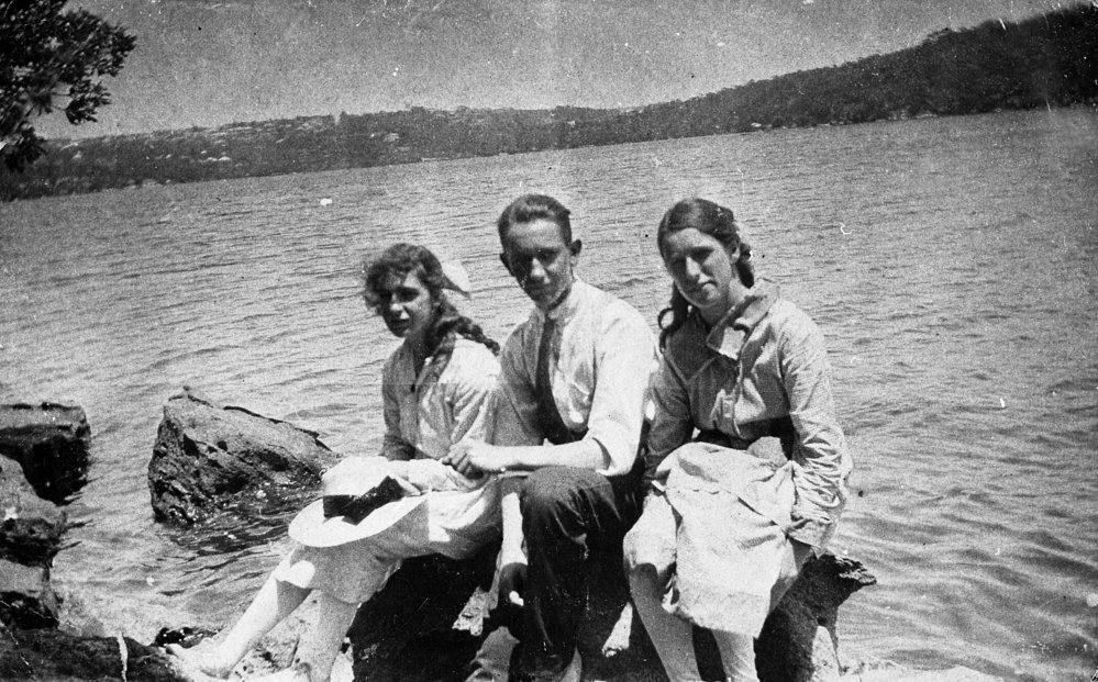 P Cashman and T Douglas with friend at Pittwater