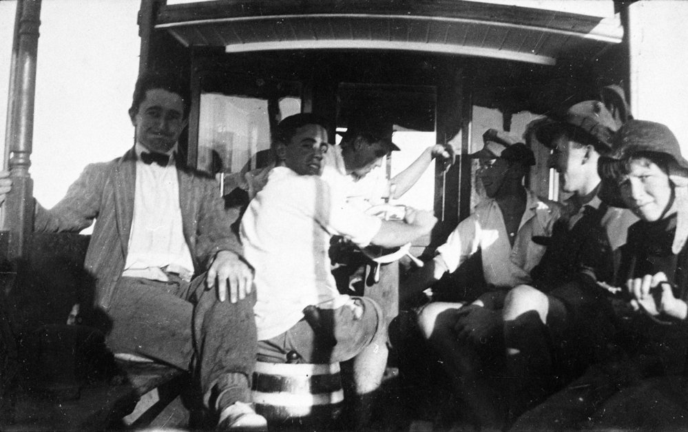 On board the 'Alpha' crossing Pittwater, c 1925