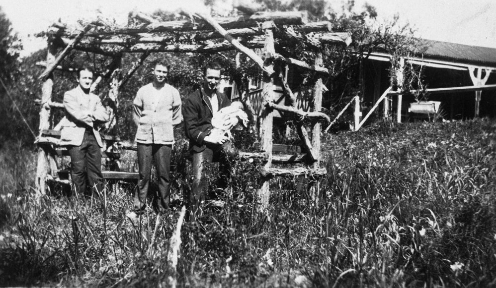 Douglas family outside their Newport holiday house