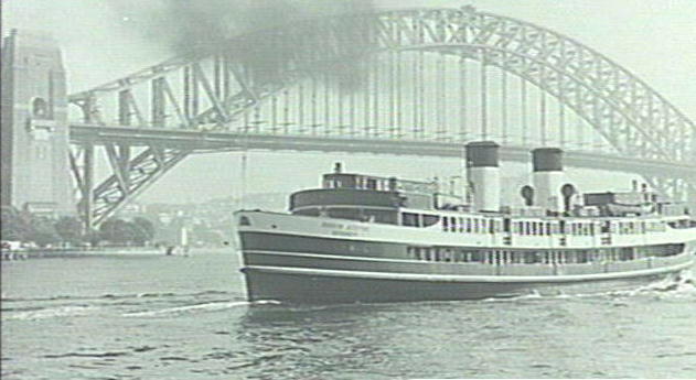 Manly Ferry, South Steyne with Sydney Harbour Bridge in background