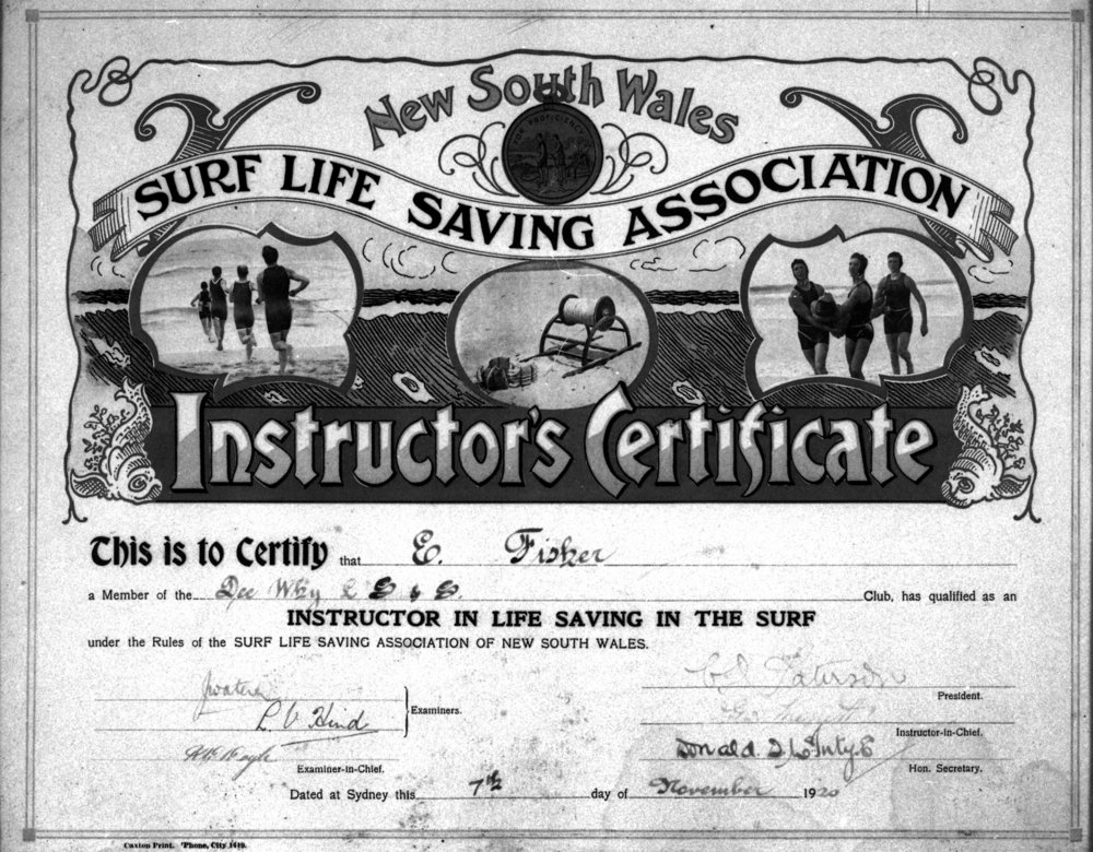 Surf Life Saving Association Instructor's Certificate