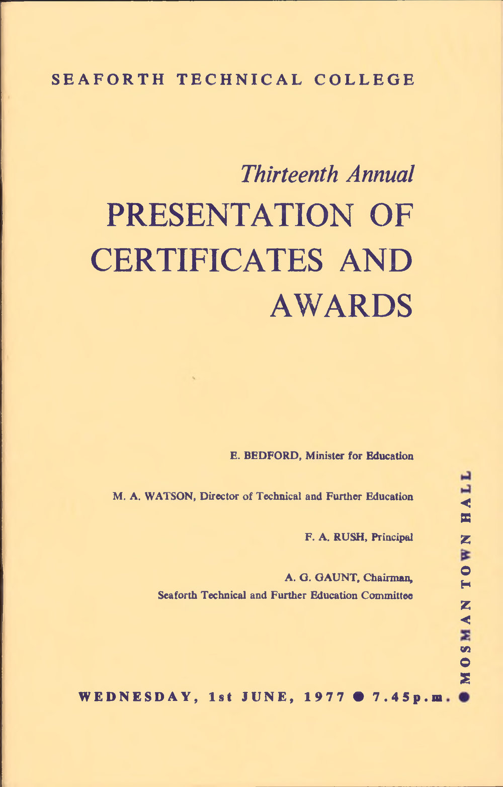 Seaforth Technical College Thirteenth Annual Presentation 1977