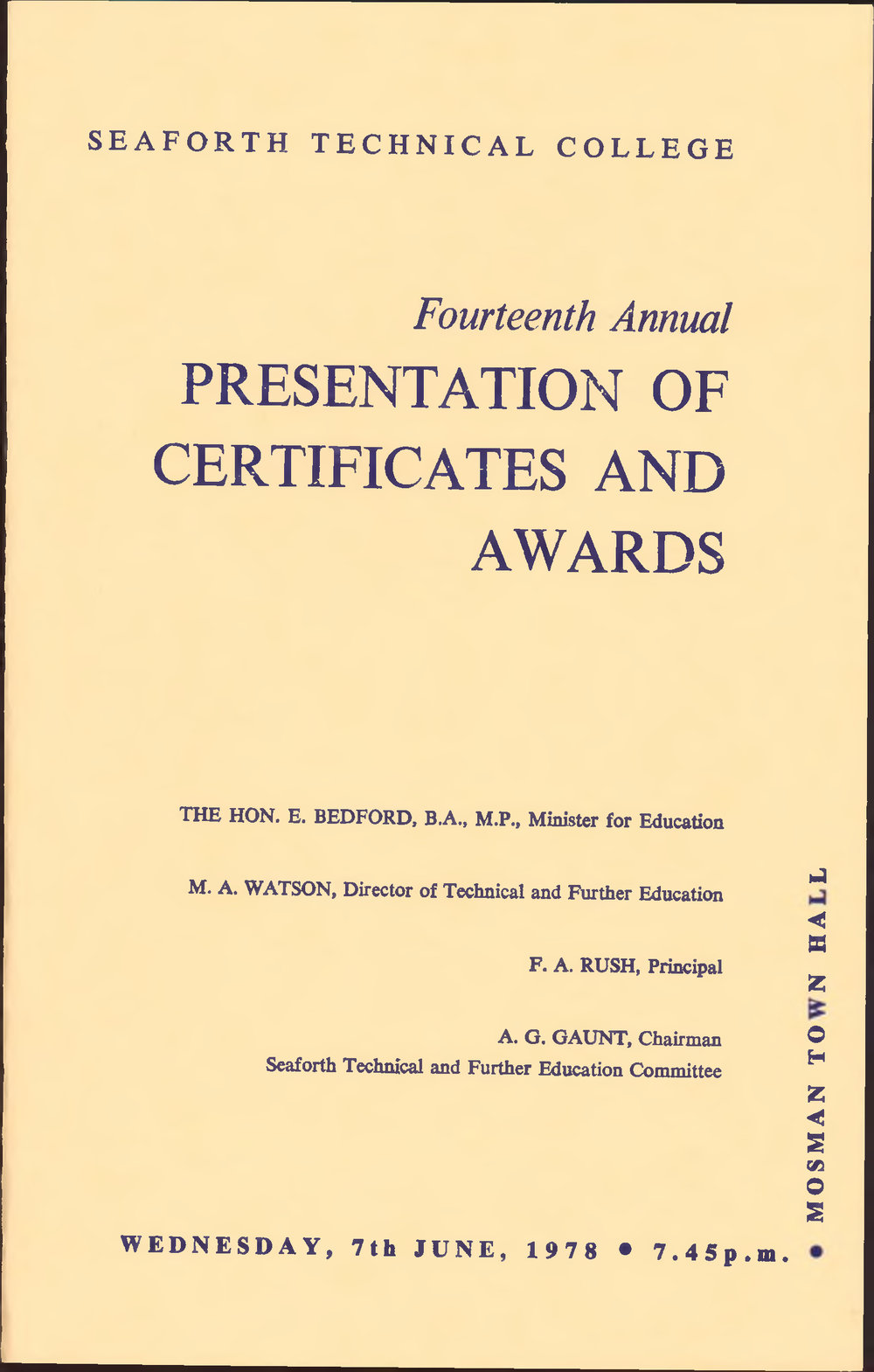 Seaforth Technical College Fourteenth Annual Presentation 1978