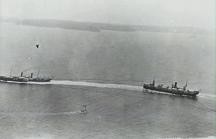 Boats Namoi and Hunter entering the Hawkesbury River
