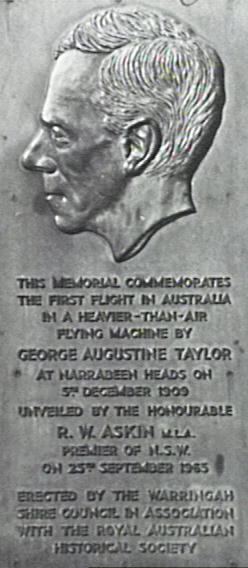 Memorial to George Augustine Taylor, Narrabeen, 1990