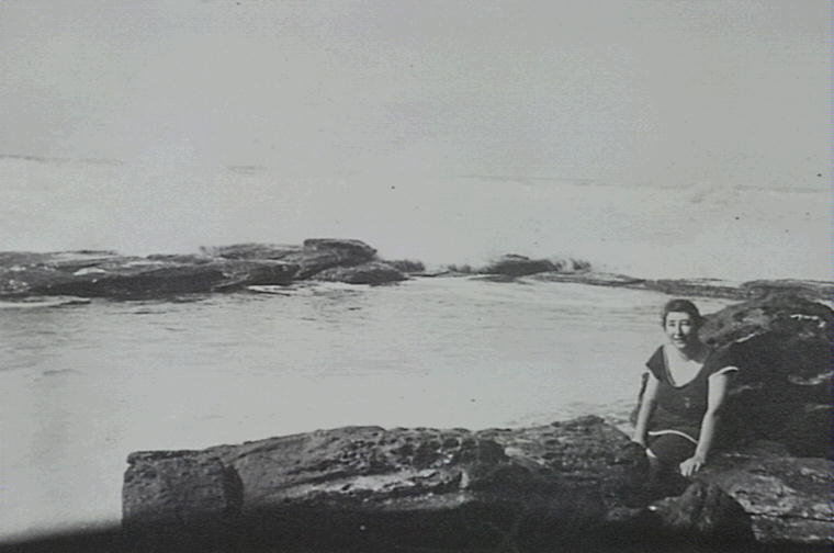 Barbara Ratte (nee Sworder) at Avalon Rock pool. 