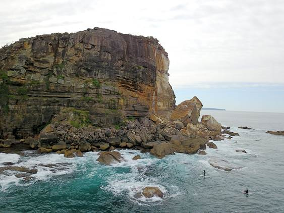 Rocks falling at North Avalon Beach. 
